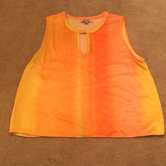 Du Paradis Vibrant Orange and Yellow Ombré Sleeveless Top - Picture 2 of 5